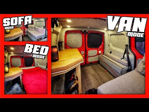DIY Folding Camper Van Bed Sofa - Self Build Ford Transit Connect Camper Van Conversion