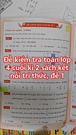 Đề kiểm tra toán 4 cuối kì 2 sách kết nối tri thức, đề 1 phụ huynh tham khảo