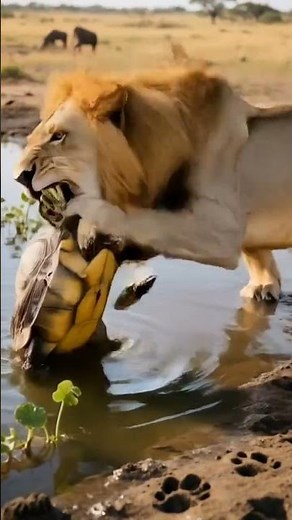 Lion vs Turtle 🦁🐢 | The Wildest Showdown in Nature! #shorts