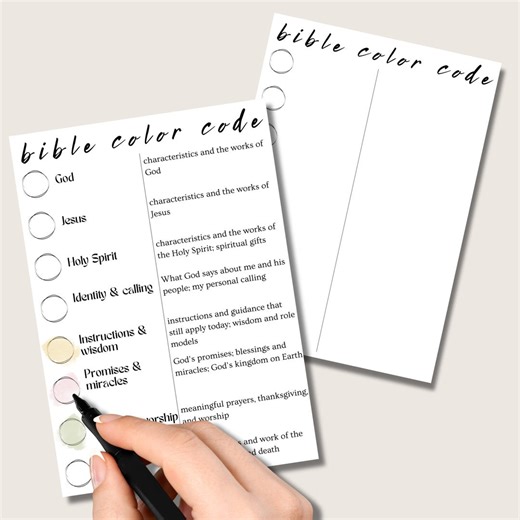 Bible Color Code for Bible Study (EN) | Aesthetic and Minimalistic | Printable Digital Download | Christian Bookmark - Etsy