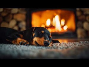 Cozy Fireplace - Sleeping Dachshund Puppy 🐾🔥 | 10 Hours of Relaxing Crackling Fire Sounds