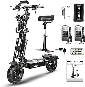 Electric Scooter with Seat for Adults, 60V 10000W Dual Motor 40Ah Battery 70 Miles Range, with 14" Off-Road Tires, Foldable