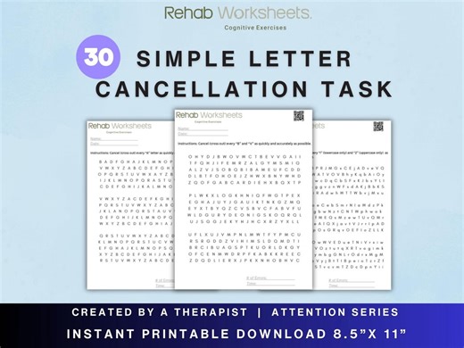 Letter Cancellation Task (30 Worksheets) - Attention & Visual Scanning - Printable Cognitive Exercise - Etsy Canada