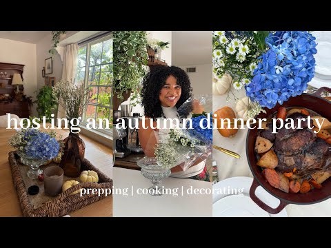 HOSTING VLOG | cozy autumn dinner party | Prepping & Cooking