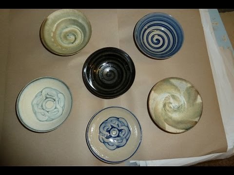 Some simple underglaze pottery slip decoration ideas on some small bowls