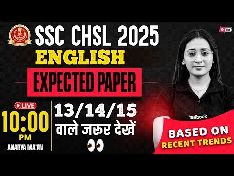 SSC CHSL 2025 EXPECTED QUESTIONS | SSC CHSL ENGLISH IMPORTANT QUESTIONS 2025 | BY ANANYA MA'AM