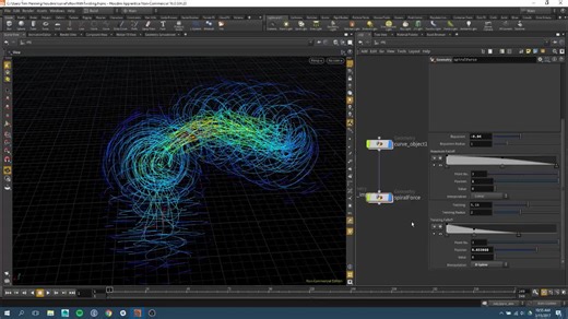 Houdini - Follow curve with twist and attraction/repulsion