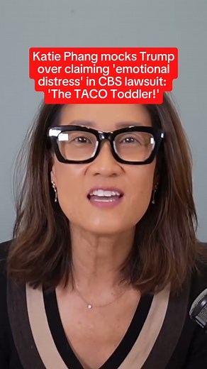 Katie Phang: I fell out of my chair laughing my ass off—this idea that Donald Trump has suffered some kind of emotional distress because of the editing from 60 Minutes, which wasn’t even deceptive. We know you live in a state of emotional torture, Donald Trump—because: you’re the taco toddler. Watch the full report at YouTube.com/@KatiePhangNews | MeidasTouch