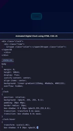 Ultra Responsive Animated Clock | HTML CSS JS #htmlcss #webdevelopment #coding