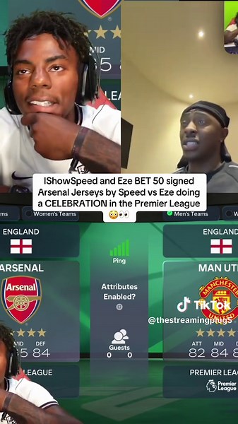 IShowSpeed vs Eze celebration: signed Arsenal jerseys bet and Premier League moment