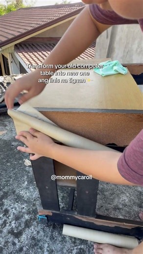 Wood design Waterproof sticker ,Aesthetic ang Old Computer Table mukha ng bago ang linis pa tignan