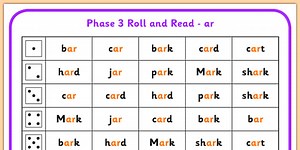 Phase 3 /ar/ Phoneme Roll and Read Mat