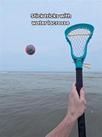 Stick work with a side of skip work 🌊#waboba #lacrosse #beachday #sports #sticktricks