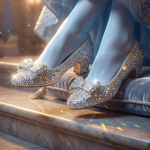 Swarovski Crystal Cinderella Slippers - AB Bow Low Heel Bridal Shoes. Available in Any Colour! - Etsy