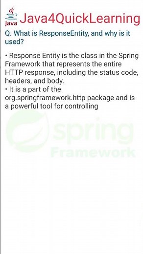 What is ResponseEntity, and why is it used #java #springboot #response #entity #java4quicklearning