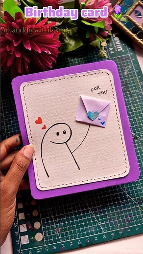 Cute DIY BIRTHDAY CARD for Bestie | Envelope Message Card🌸🪻#birthdaycard #shorts
