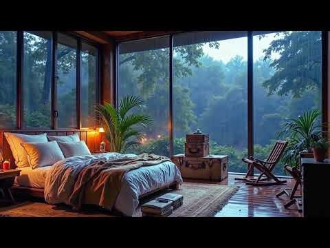 8 Hours of Rain on Glass Windows in a Cozy Bedroom – Relaxing Ambience for Deep Sleep & Study