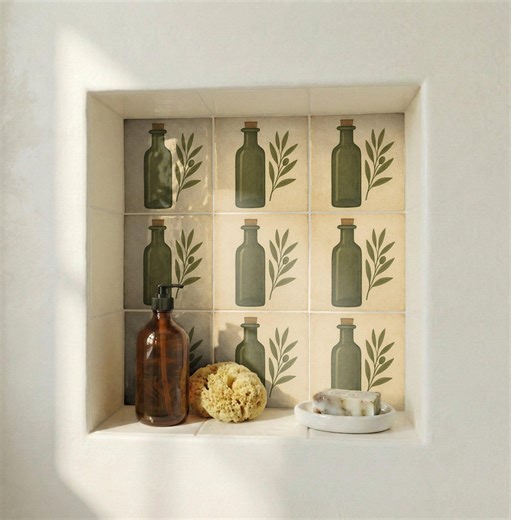 Tuscan Olive Oil Ceramic Tile – Rustic Botanical Kitchen - Etsy