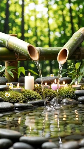 Let Go of All Anxiety: Gentle Piano Melodies and Flowing Shishi-odoshi Bamboo Water Sounds #soft