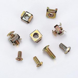[Hot Item] M5-M6 Nickel Plated Carbon Steel Rack Mount Cage Nuts, Screws and Washers Kit (yellow zinc)