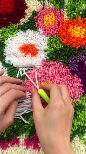Colorful Flower Latch Hook Rug Kit | DIY Floral Rug Tutorial & Finished Reveal