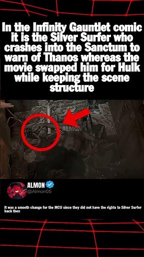 In the Infinity Gauntlet comic it is the Silver Surfer who crashes into the Sanctum to warn of Thano