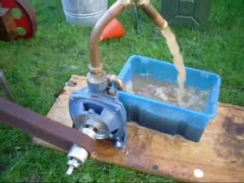 Centrifugal Water Pump test run - vintage stationary engine -