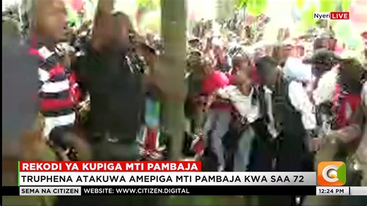 Twenty-two-year-old Truphena Muthoni, an environmental activist sets a new world record as she nails the 72-hour continuous tree-hugging challenge in Nyeri, surpasses her previous 48-hour record set in February | Citizen TV Kenya