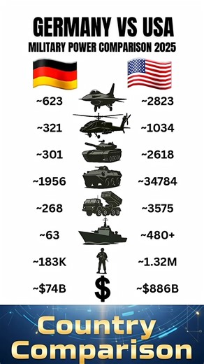 🇩🇪 Germany vs 🇺🇸 USA - Military Power Comparison