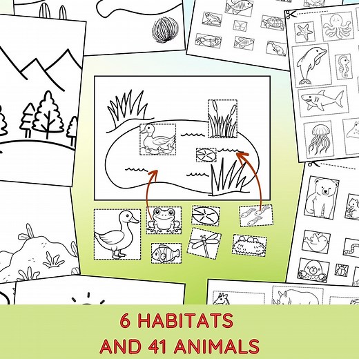 Animal Habitats Sorting Activity Printable – Kids Science Cut and Paste, Homeschool Nature Learning Game - Etsy