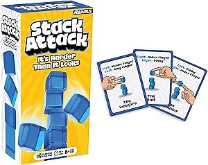 AQUARIUS Stack Attack Game - Stacking Blocks Game - Fun Family Party Game for Kids, Teens & Adults - Entertaining Game Night Gift - 4 to 6 Players - Ages 8 & Up