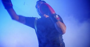 Young male training for a box match