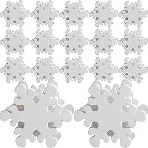 EXCEART 50Pcs Christmas Snowflake Buttons for DIY Crafts White Wooden Snowflake Buttons Embellishments Christmas Tree Ornaments for Winter Party Craft Sewing Home Decor