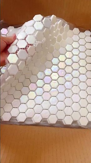 Iridescent White Hexagon Glass Mosaic Tiles | Modern Luxury Wall Design