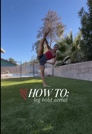 FLIPPING FEBRUARY// day 23💌 leg hold aerial tutorial reminder: use the free arm for power!!! {what trick do you want to see next?} #TumblingSkills #LearnToFlip #acrodance #FlipTutorial #aerialvariations