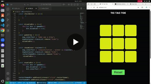 Built a Tic-Tac-Toe game with HTML, CSS JavaScript | Vaibhav Verma posted on the topic | LinkedIn