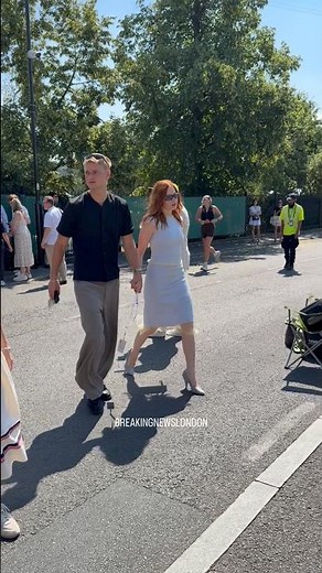 ELLIE BAMBER ARRIVES AT WIMBLEDON WITH BOYFRIEND OLIVER OVERGAARD