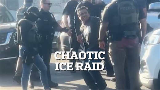 Chaotic moment ICE arrests injured man after shooting in LA