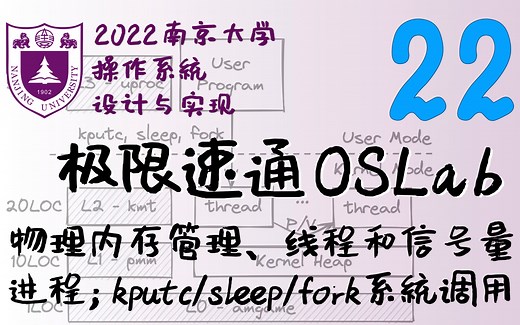 极限速通操作系统实验 (内存管理、线程和信号量、进程和 kputc, sleep, fork) [南京大学2022操作系统-P22]
