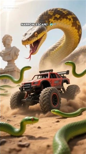 RC Car Attacked by a Giant Snake in the Desert! Epic Survival Chase! #shorts