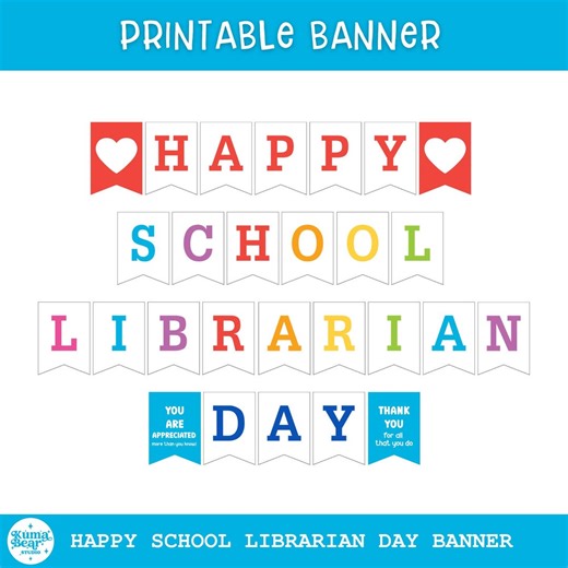 School Librarian Day Banner Printable, Library Staff Appreciation Decor Bulletin Board Garland - Etsy UK