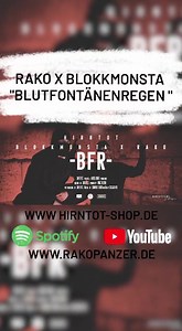 Wenn sich Rako und Blokkmonsta zusammentun, sollte jedem klar sein, jetzt rollen Köpfe. Mit "Blutfontänenregen" zeigen wir euch und allen anderen da draußen mal wieder, warum Hirntot das härteste und kompromissloseste ist, was Deutschland in Sachen Rap zu bieten hat. Es ist lange her, seit dem wir nur zu zweit einen Song gemacht haben, lange seit unserem letzten Video, aber es ist mal wieder Zeit, dass wir beide zusammen richtig aufdrehen. Link zum Video in den Kommentaren! Album bekommt ihr hie