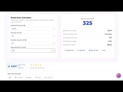 break-even calculator — How to calculate break-even point with units, revenue and months | FREE