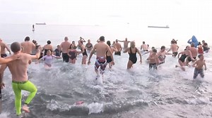 WATCH: Some local swimmers braved the chilly water at the New Year's Day 2019 Polar Bear Swim at the Esquimalt Lagoon earlier today. | CHEK News