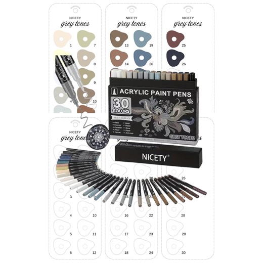 Nicety 30 Colors Grey Acrylic Paint Markers Swatch Template Printable Color Chart PDF Instant Download Digital - Etsy
