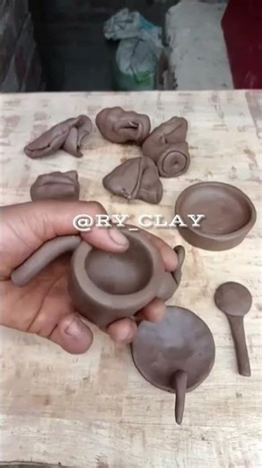 DIY making mini kitchen set mini clay cooking pots with clay#shorts #viralvideo