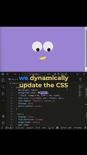 How to create Eye Moving Effect by using HTML,CSS and JAVASCRIPT in VS code.