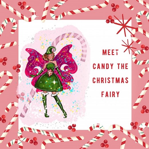 Meet Candy the Christmas Fairy. This is Candy the Christmas fairy. As you can see she has the perfect name Candy as you can tell by that gigantic candy cane behind her. Christmas is one of the favorite holidays of all the fairies in fairyland-the reason one-word “sweets”. So Candy’s job is to make sure all the Christmas candy is made for the entire fairy world. She has many helpers that are assistant fairy candy makers but she is the oldest and most talented fairy candy maker of all the land! Sh