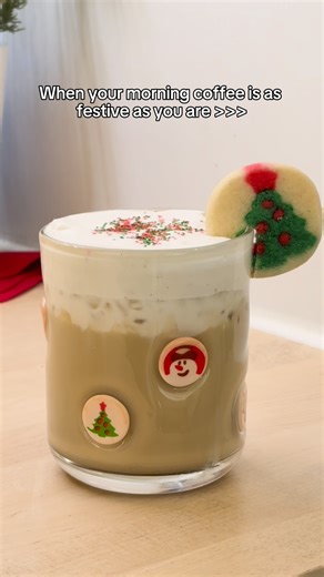 23K views · 141 reactions | The most festive way to start your day ☕! Make this at-home sugar cookie latte with safe-to-eat raw cookie dough for an extra-sweet, extra-festive morning pick-me-up. Did the cute glass catch your eye? Buy a set here: https://bit.ly/4835vWy | Pillsbury | Facebook