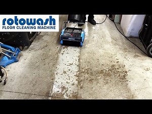 Cleaning a Chipped, Worn Painted Concrete Floor - Rotowash Floor Cleaning Machine